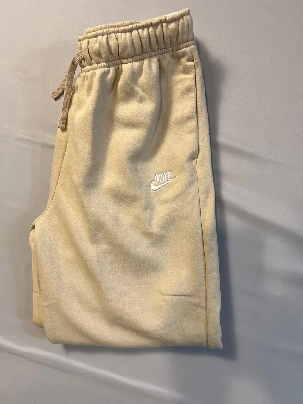 Nike Cream Track Pants - Women's Drawstring Joggers Oversized Fit Mid Rise